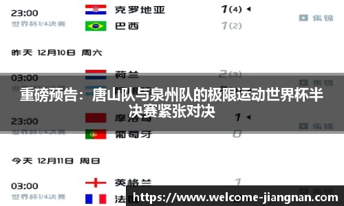 重磅预告：唐山队与泉州队的极限运动世界杯半决赛紧张对决